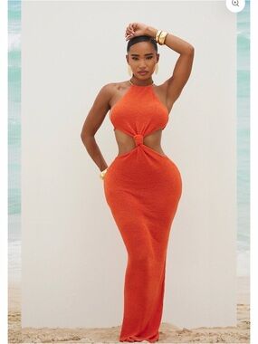 Matte Collection “Amara” Cutout Halter Maxi Dress